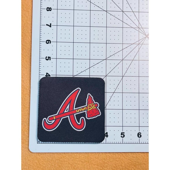 BRAVES BASEBALL HIGH QUALITY COASTER SET (PACK OF 4 PER ORDER) - Picture 4 of 5